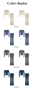 Options de couleur de l'ensemble de yoga à manches longues en bleu jean et bleu royal