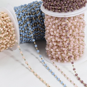 Colorful Bohemian enamel square bead chains on spools for DIY jewelry making