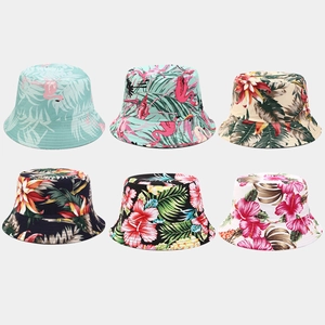 Reversible Bucket Hat Cotton Canvas Tropical Flamingo Floral Print Sun Protection Summer Outdoor Travel Foldable Unisex