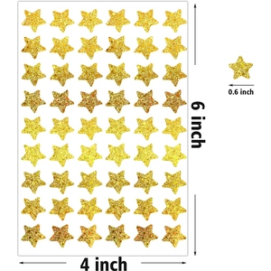 Autocollants étoiles dorées holographiques pour élèves, planche 6x4 pouces à étoiles pailletées