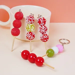 Simulation Food Model Keychain Realistic Resin Sesame Tanghulu Sugar Coated Haws Dango Bag Charm Accessory Gift For All