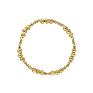 Bracciale elastico placcato oro 18K con perline metalliche di dimensioni graduate