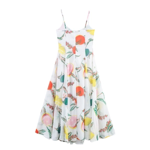 Robe d'été pour femmes avec imprimé fruits et jupe évasée de style bohème