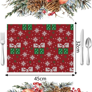 Detail view of 45x32cm Christmas knitted place mat with festive snowflake patterns
