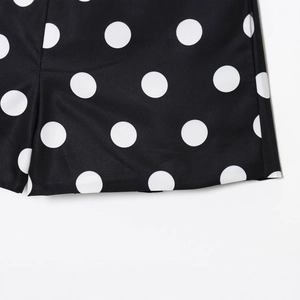 Women high waist wide leg shorts with black and white polka dot print on casual fabric