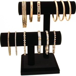 Jewelry Display Stand PU Leather Velvet Bracelet Holder Watch Organizer T-Bar Rack Detachable Bangle Storage Shelf