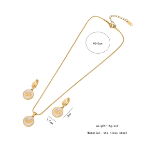 Detailed size specifications for gold butterfly pendant necklace and earrings set