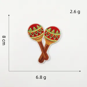 Detailed size view of maracas embroidery patch with 8cm height measurement
