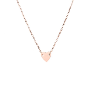 Collar minimalista con colgante de corazón en oro rosa y acero inoxidable pulido