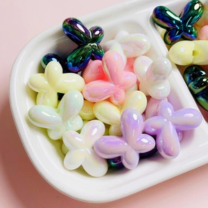 Colorful UV plated butterfly beads for DIY jewelry and phone chain accessories