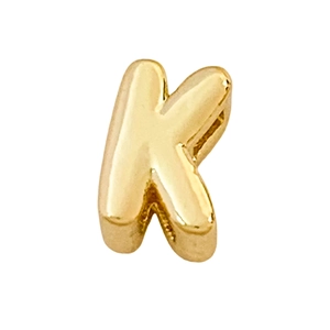 Polished 18K gold plated metal letter K pendant for DIY minimalist jewelry making