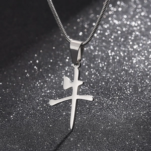 Hip hop silver stainless steel necklace with Chinese zodiac Ox character pendant