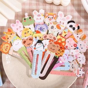 Cute Animal Floral Paper Ruler Bookmarks With Measuring Scale Multi-functional Page Markers For Kids Students School Office Supplies Stationery Gift