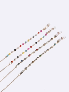 Infinity Symbol Glasses Chains Colorful Crystal Beads Copper Metal Non-Slip Eyewear Lanyard Straps Holder For Women