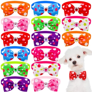 Verstellbare Haustier Fliege Halsband Polka Dot Band Mit Strass Kleine Hunde Katzen Halsschmuck Mode Accessoire