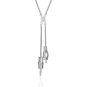 Collana hip hop in acciaio al titanio argento con ciondolo creativo a forma di spina audio