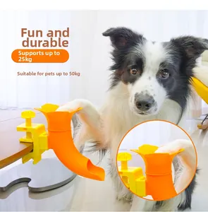 Clamp-on pet toy launcher with 25kg load capacity for dogs under 50kg, orange and yellow
