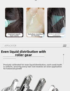 Vue macro d'applicateur de cuir chevelu avec billes d'acier pour distribuer le sérum