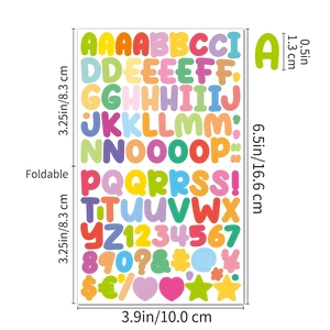 Colorful 0.5-inch cartoon letter and number stickers set with foldable design