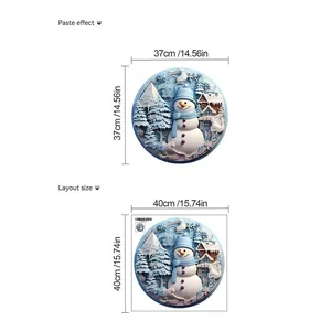 Size guide for Christmas snowman wall sticker with 37cm finished display dimensions