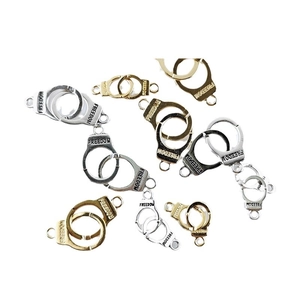 Freedom engraved metal handcuff jewelry connectors in silver and gold finishes