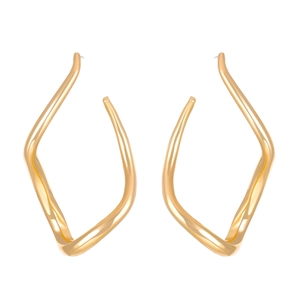 Irregular golden geometric wave earrings with high-polish finish in minimalist style