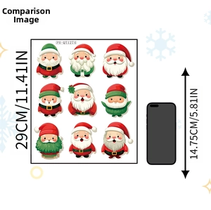 Christmas gnome stickers detail showing nine cartoon designs with dimensions and scale