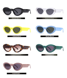 Multiple Y2K retro oval sunglasses in various colors with metallic star rivet details