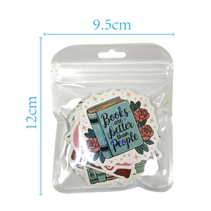 Macro shot of holographic reading stickers in a 9.5x12cm clear packaging bag