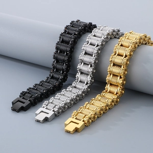 Bracelets en acier inoxydable à engrenages mécaniques en noir, argent et or
