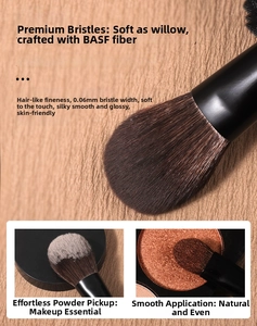 Detail of 0.06mm BASF fiber makeup brush bristles with soft silk-like texture