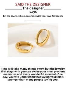 Close-up of high-polish 18k gold plated stainless steel wide hoop earrings for women