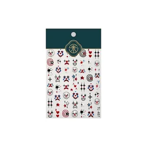 3D embossed circus clown nail art stickers TL-407 for festival manicure decoration
