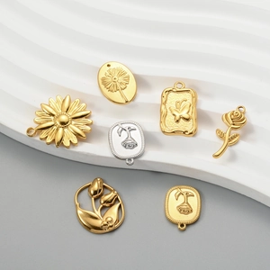Golden and silver flower pendants including rose and daisy for DIY jewelry making