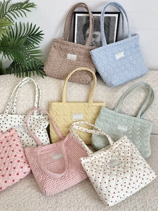 Sac Fourre-tout Matelassé Motif Cœur Gingham Carreaux Rembourré Grande Capacité Sac À Main Bandoulière Pour Femme