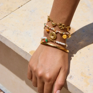 Bracelet en acier inoxydable doré 18 carats avec breloques donut colorées pour femmes