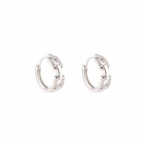 925 Sterling silver chain earrings with cubic zirconia, stylish link drop design