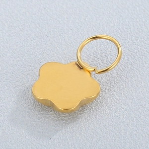 Polished gold stainless steel flower pendant charm for DIY jewelry making