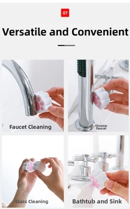 Multi-purpose cat paw sponge cleaning stains on faucets, glass, and bathroom mirrors