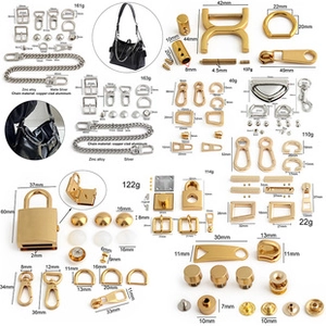 Detailed set of gold and silver alloy handbag chain straps and hardware accessories