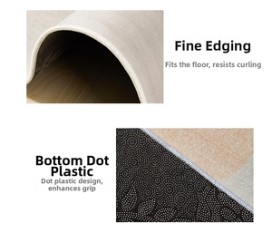 Detail view of anti-slip rubber backing and reinforced white stitched edges on gray mat