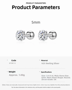 Macro detail of 5mm 5A cubic zirconia stones set in 925 sterling silver stud earrings