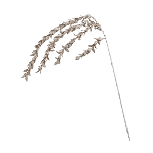 Champagne glittered artificial spray branches with three-forked stems for Christmas decor