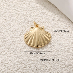 Gold plated seashell pendant for DIY jewelry making 19mm x 20mm scallop charm accessory