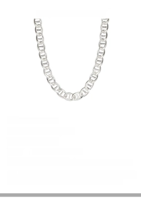 Detail of 925 sterling silver marina chain necklace with 40+5cm length and 12.4g weight