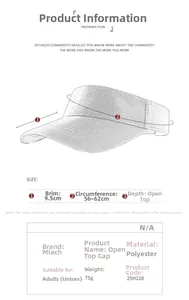 Tabella taglie con tesa di 9,5 cm e circonferenza di 56-62 cm per il cappello
