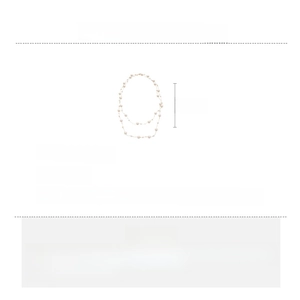Detail view of 159cm long layered glass pearl necklace with specific product dimensions
