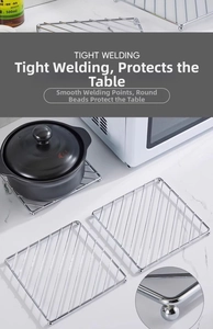 Close-up of tight welding and non-slip ball feet on a stainless steel trivet for kitchen