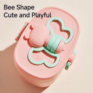 Portable Baby Milk Powder Formula Container Food Grade PP Storage Box With Spoon Scraper For Travel Cartoon Bee Design