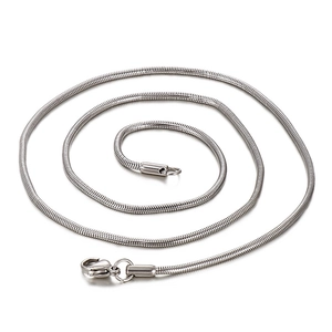 Chaîne serpent minimaliste en acier inoxydable argenté avec fermoir mousqueton pour hommes